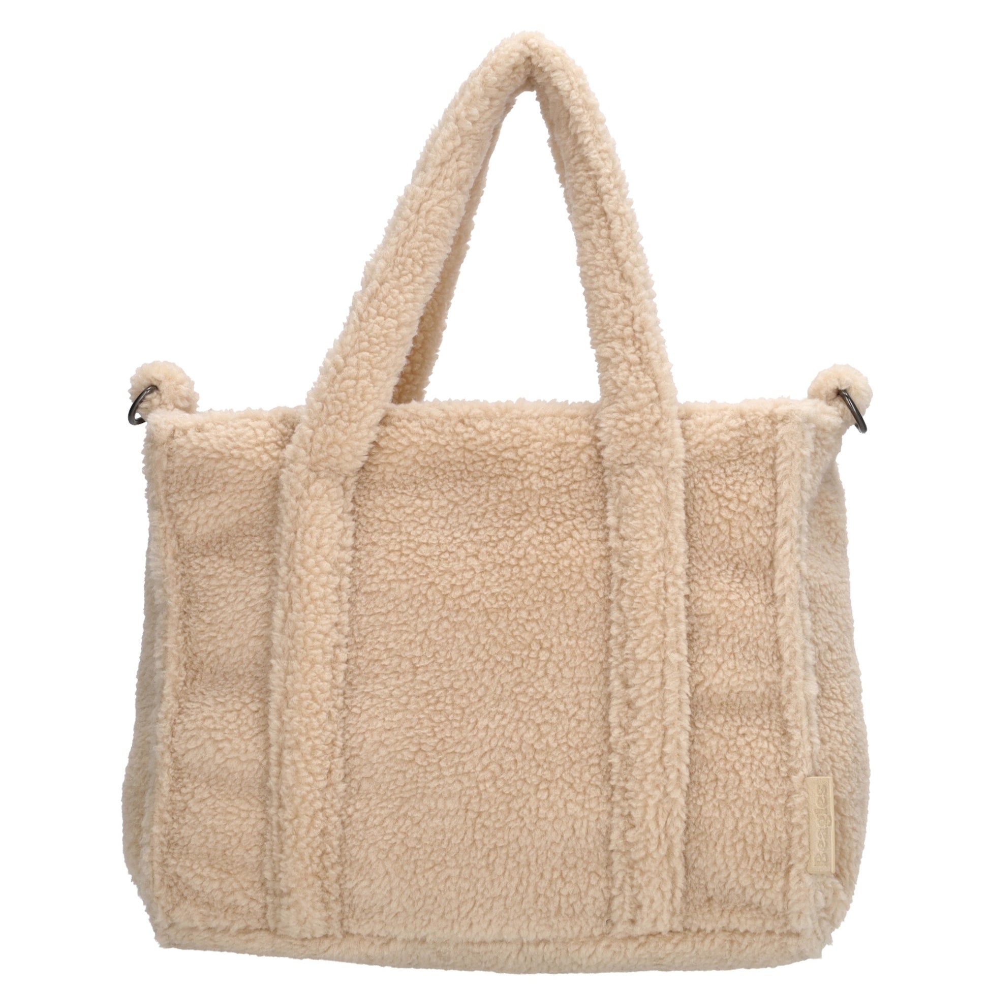 Teddy-Handtasche 27x22cm Creme Beige – Weiche Umhängetasche für Damen - leder-accessoires.com