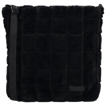 Umhängetasche 26x28,5cm Schwarz in Fell-Optik mit Reißveschluss