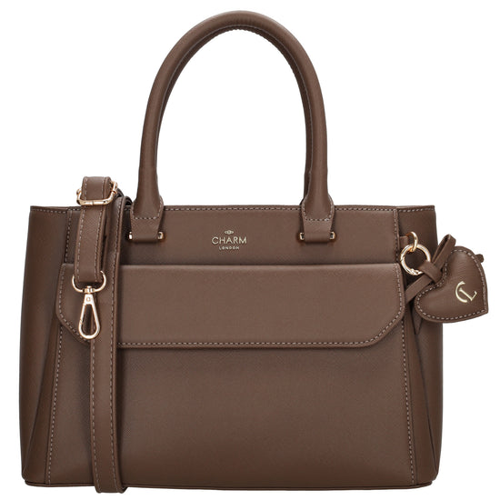 Schultertasche 24x17cm in Braun aus Kunstleder - leder-accessoires.com