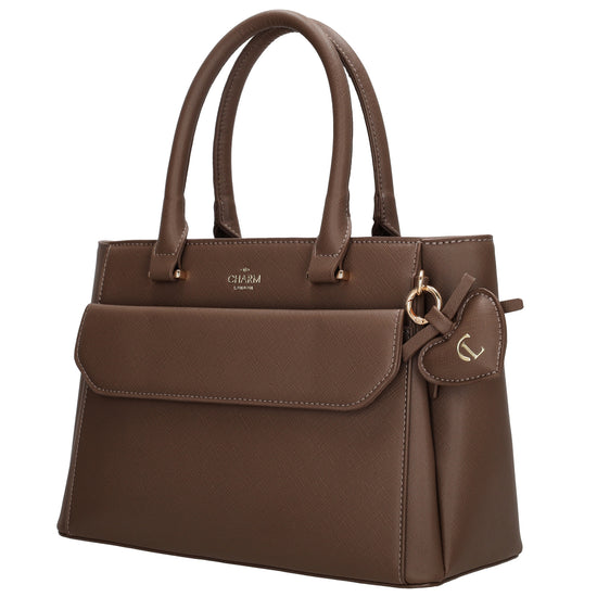 Schultertasche 24x17cm in Braun aus Kunstleder - leder-accessoires.com