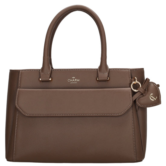 Schultertasche 24x17cm in Braun aus Kunstleder - leder-accessoires.com