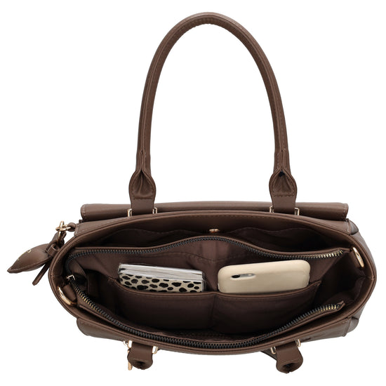 Schultertasche 24x17cm in Braun aus Kunstleder - leder-accessoires.com