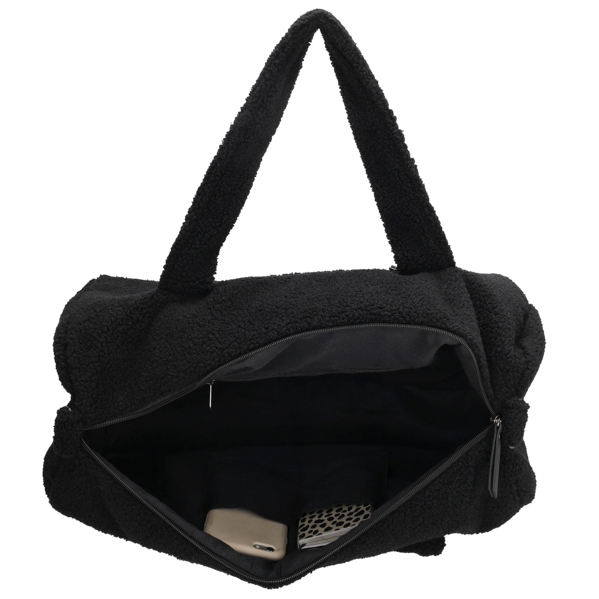 Reisetasche Teddy 50x32cm  in Schwarz mit Reißverschluss - leder-accessoires.com