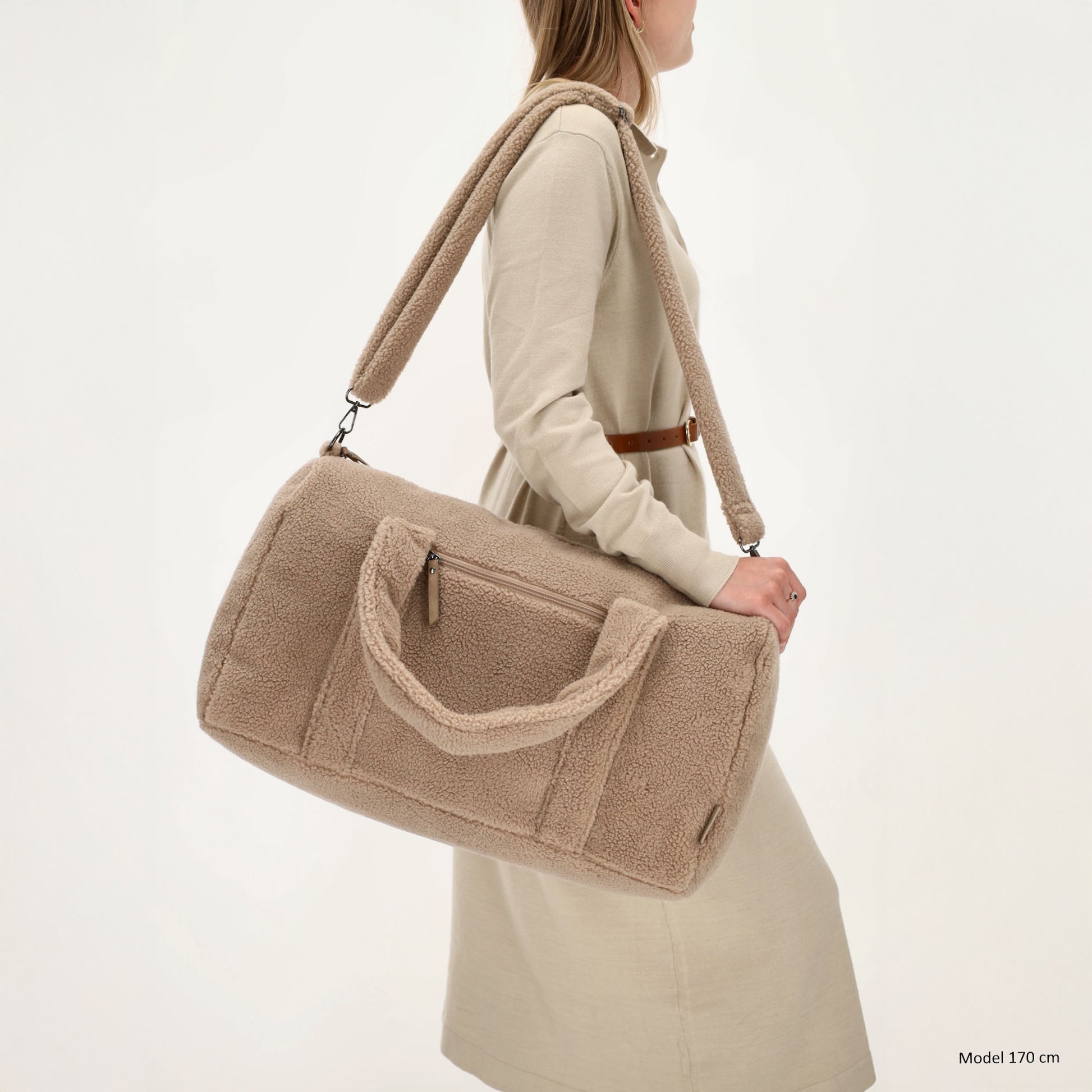 Reisetasche Teddy 50x32cm  in Taupe mit Reißverschluss - leder-accessoires.com