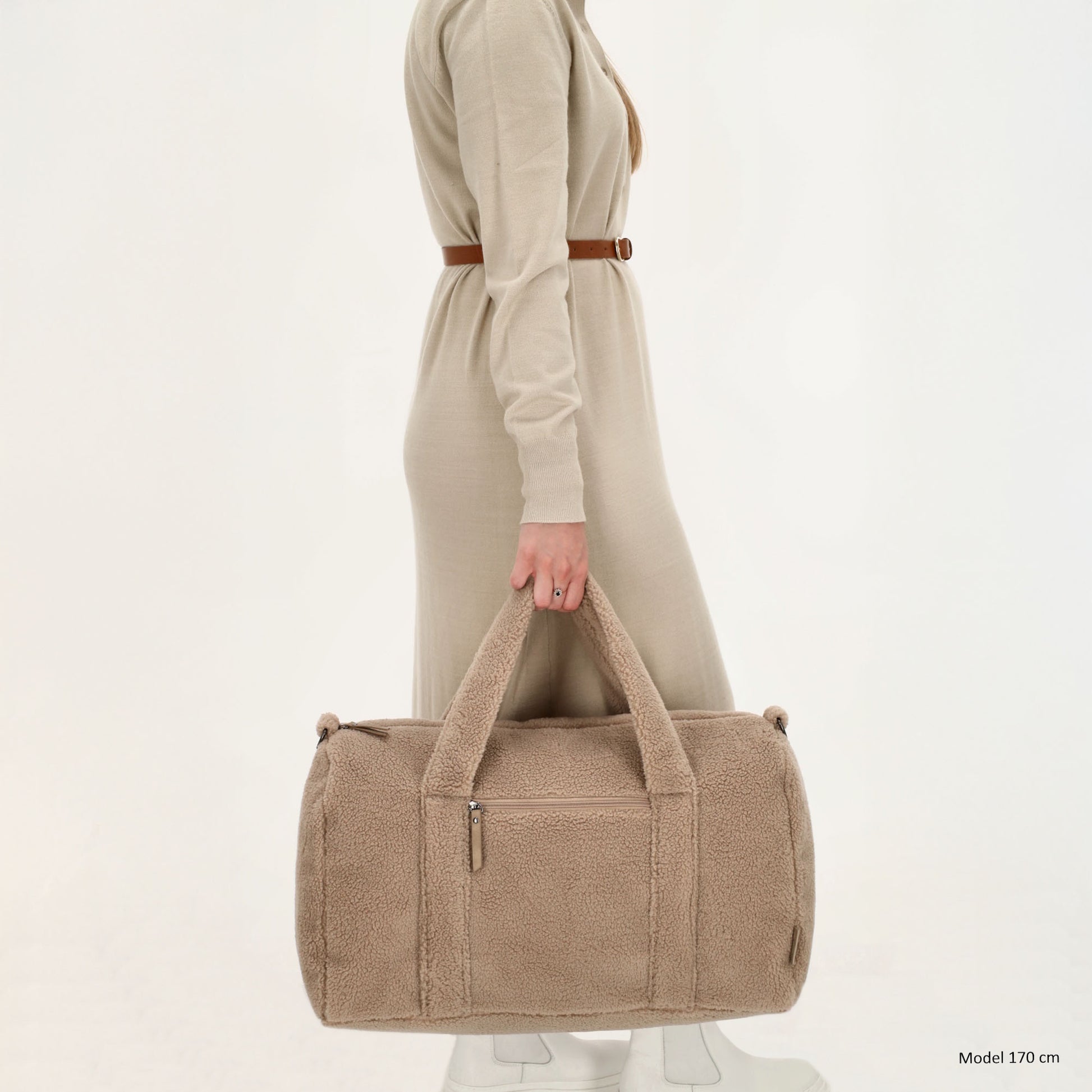 Reisetasche Teddy 50x32cm  in Taupe mit Reißverschluss - leder-accessoires.com