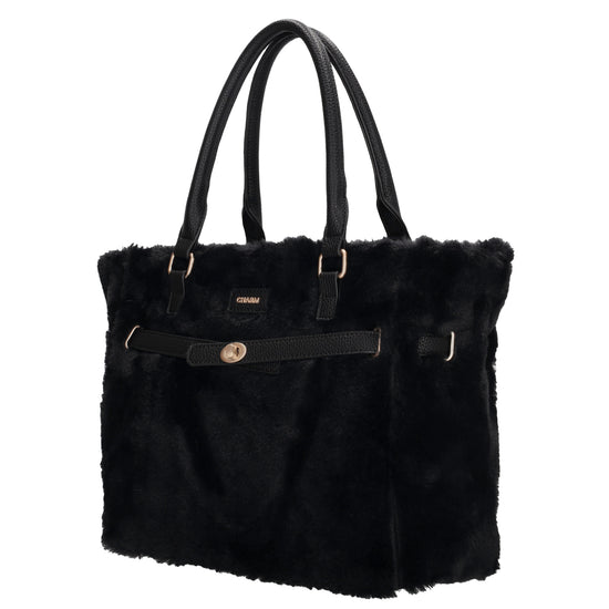 Shopper 30x40cm aus Kunstfell in Schwarz - leder-accessoires.com
