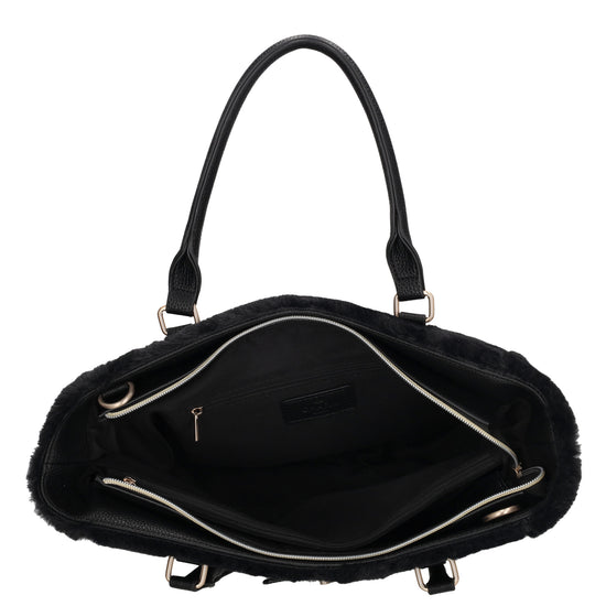 Shopper 30x40cm aus Kunstfell in Schwarz - leder-accessoires.com