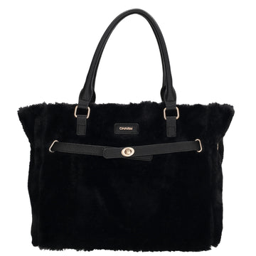 Shopper 30x40cm aus Kunstfell in Schwarz - leder-accessoires.com