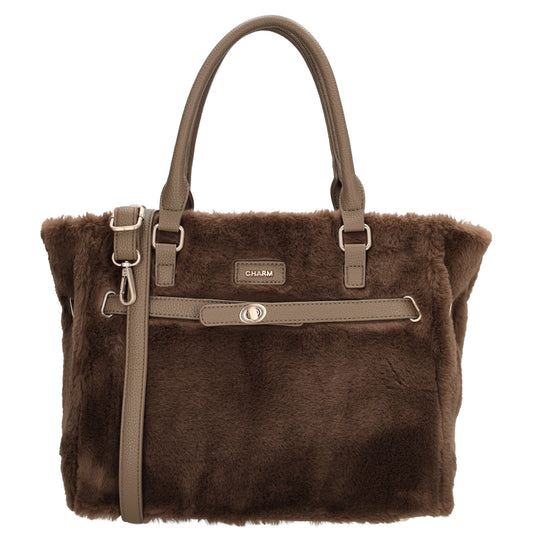 Shopper 30x40cm aus Kunstfell in Mokka|Braun
