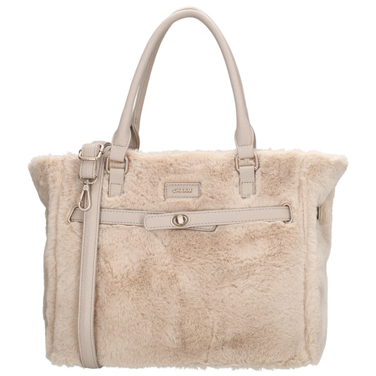 Shopper 30x40cm aus Kunstfell in Creme