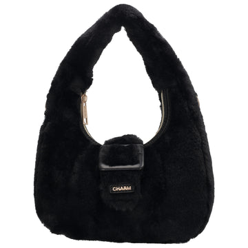 Kurzgrifftasche 17x22cm aus Kunstfell in Schwarz