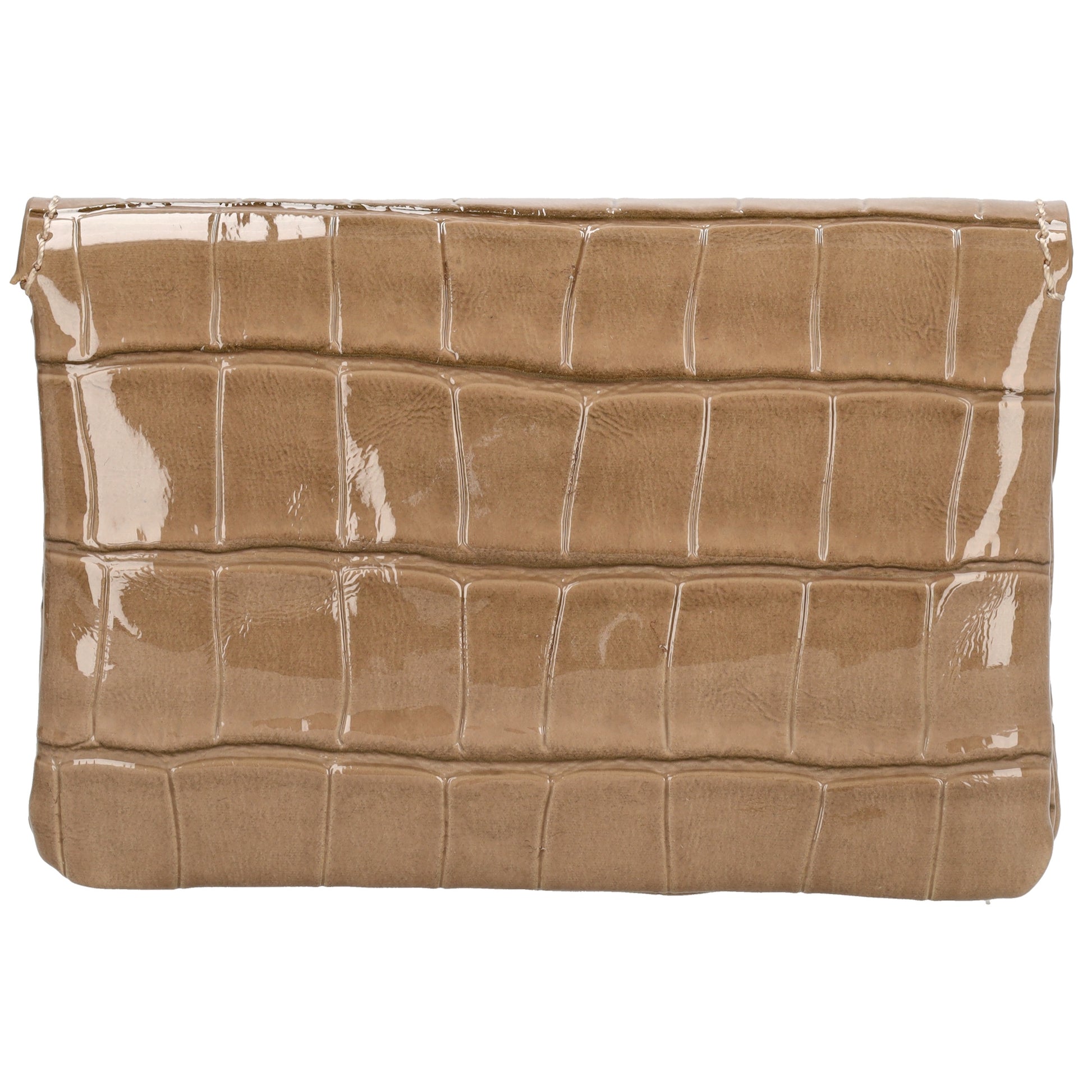 Taupe Lackleder Geldbörse 11x8cm mit Krokoprägung – stilvoll & kompakt - leder-accessoires.com