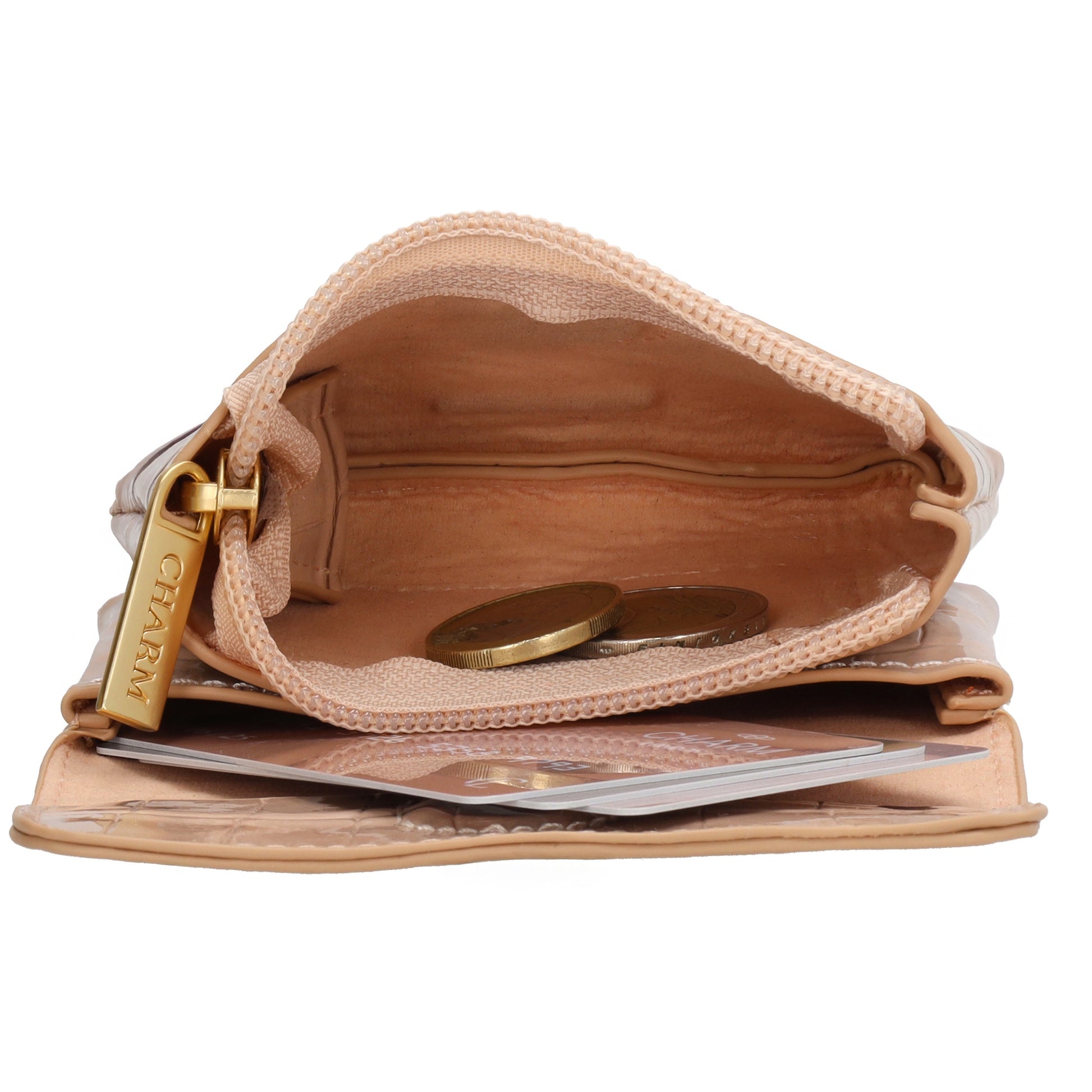 Altrose Lackleder Geldbörse 11x8cm mit Krokoprägung – stilvoll & kompakt - leder-accessoires.com