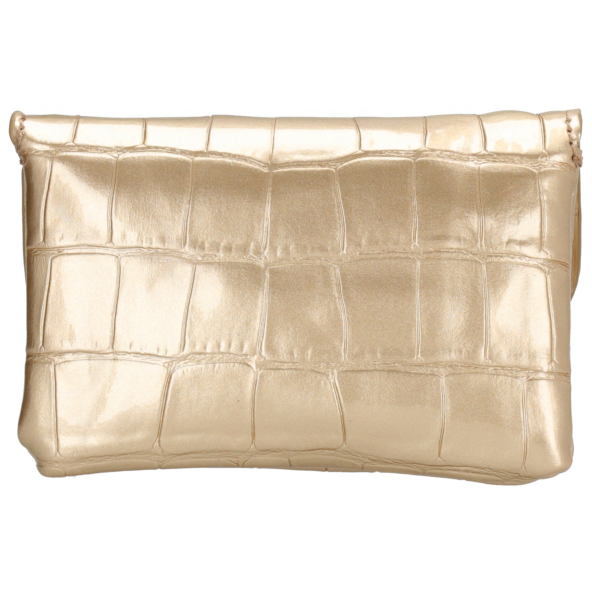 Gold Lackleder Geldbörse 11x8cm mit Krokoprägung – stilvoll & kompakt - leder-accessoires.com
