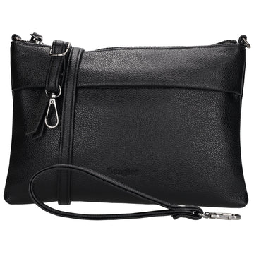 Clutch|Umhängetasche 25x17cm in Schwarz aus Kunstleder