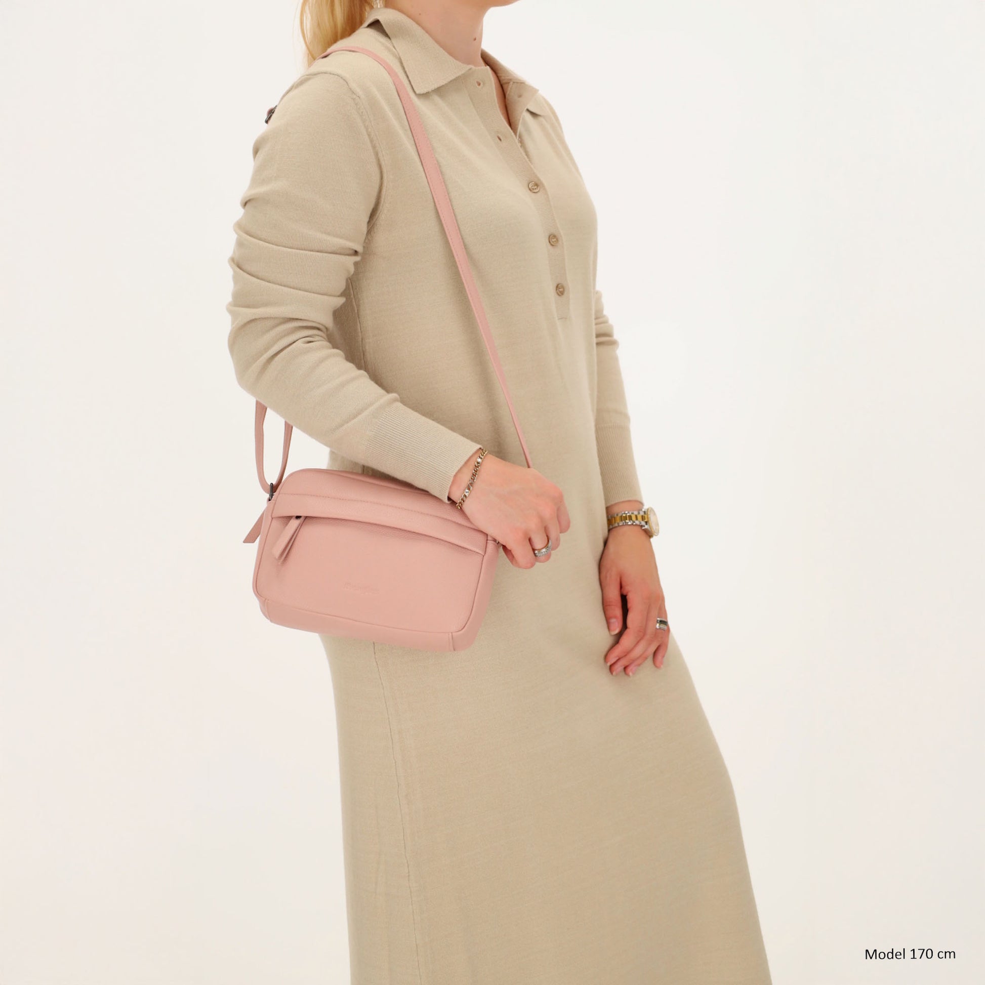 Damen Schultertasche 21x13,5cm Rose – feminin & modern - leder-accessoires.com