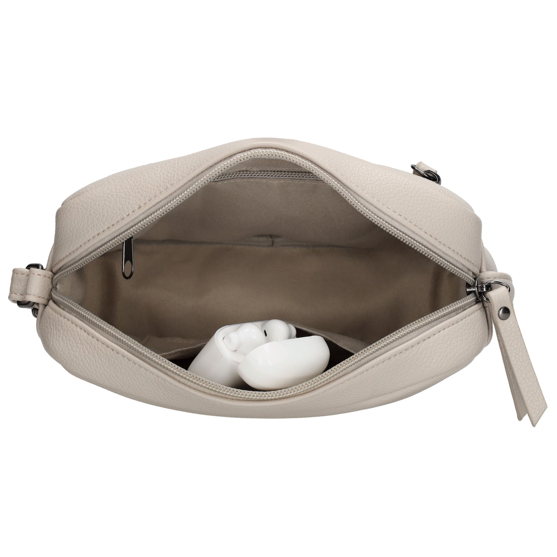 Taupe Umhängetasche 21x13,5cm im minimalistischen Design - leder-accessoires.com