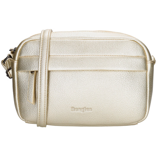 Light Gold Crossbody 21x13,5cm Bag in edler Lederoptik - leder-accessoires.com