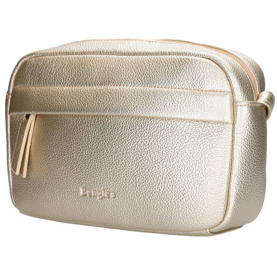 Light Gold Crossbody 21x13,5cm Bag in edler Lederoptik - leder-accessoires.com