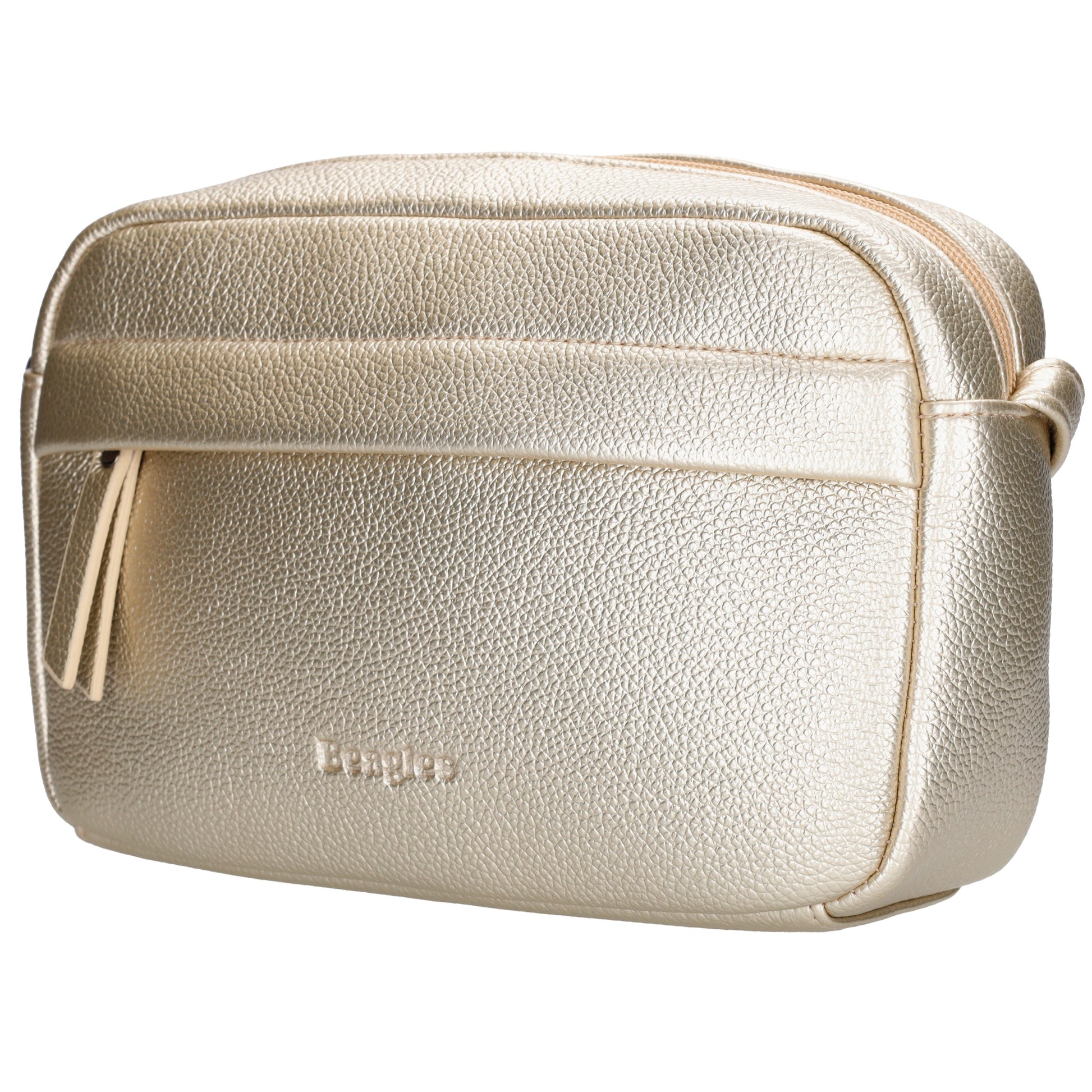 Light Gold Crossbody 21x13,5cm Bag in edler Lederoptik - leder-accessoires.com