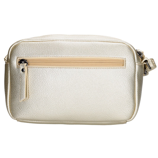Light Gold Crossbody 21x13,5cm Bag in edler Lederoptik - leder-accessoires.com