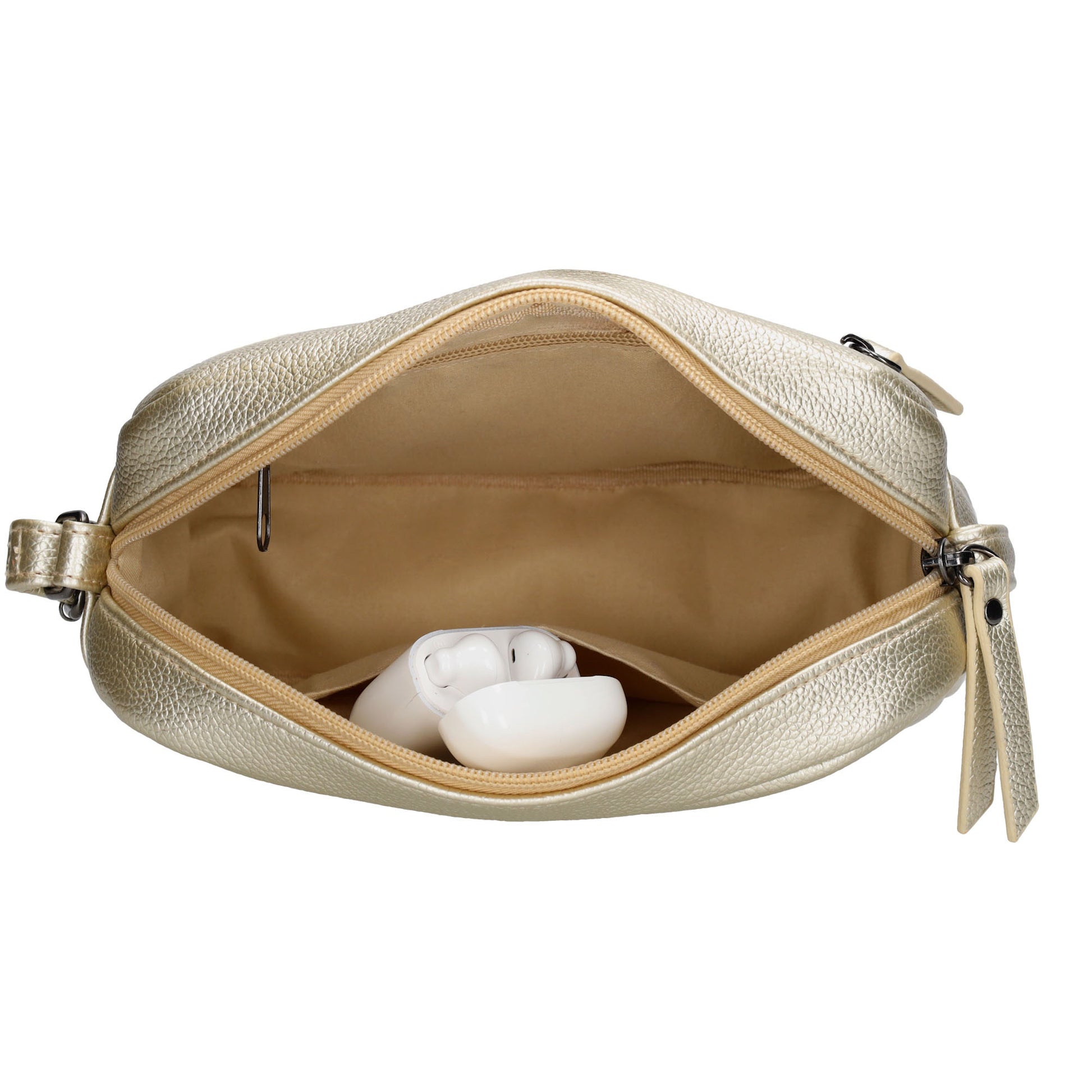 Light Gold Crossbody 21x13,5cm Bag in edler Lederoptik - leder-accessoires.com
