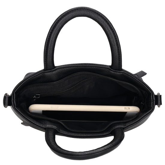 Handtasche 18x13cm in Schwarz aus Kunstleder - leder-accessoires.com