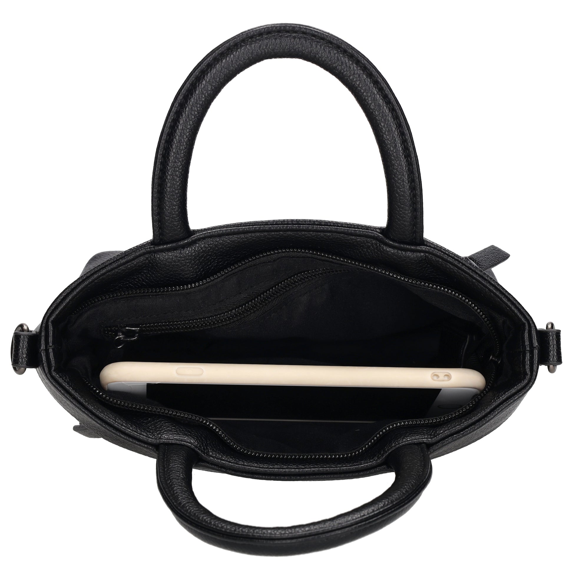 Handtasche 18x13cm in Schwarz aus Kunstleder - leder-accessoires.com