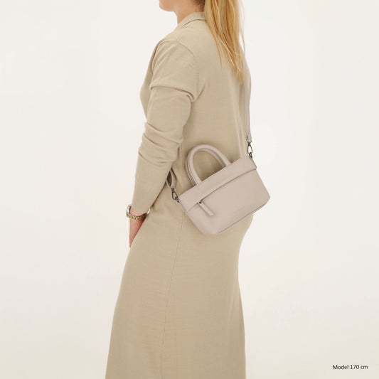 Handtasche 18x13cm in Hell Taupe aus Kunstleder - leder-accessoires.com