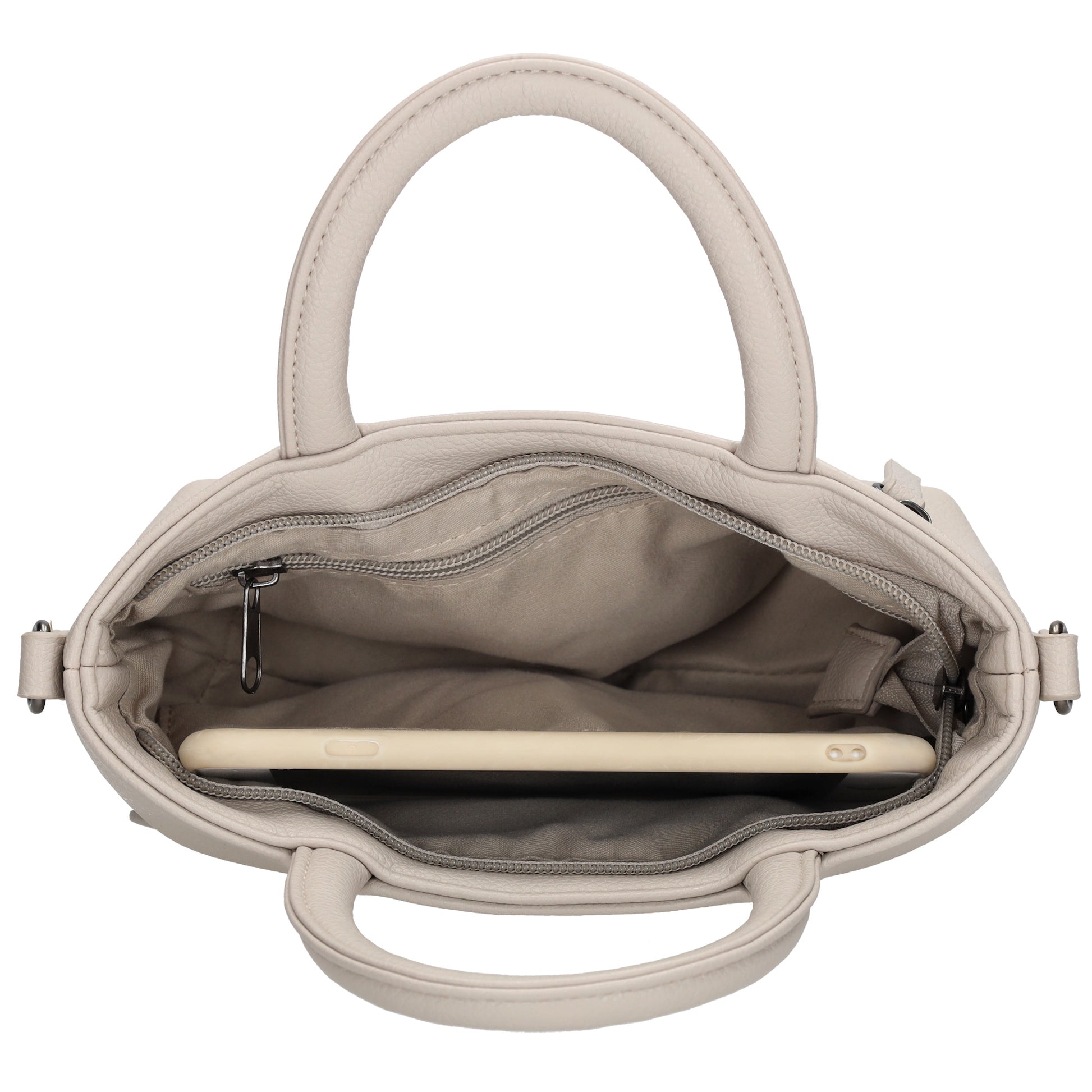 Handtasche 18x13cm in Hell Taupe aus Kunstleder - leder-accessoires.com