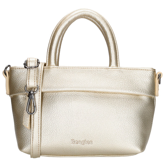 Handtasche 18x13cm in Hellgold aus Kunstleder - leder-accessoires.com