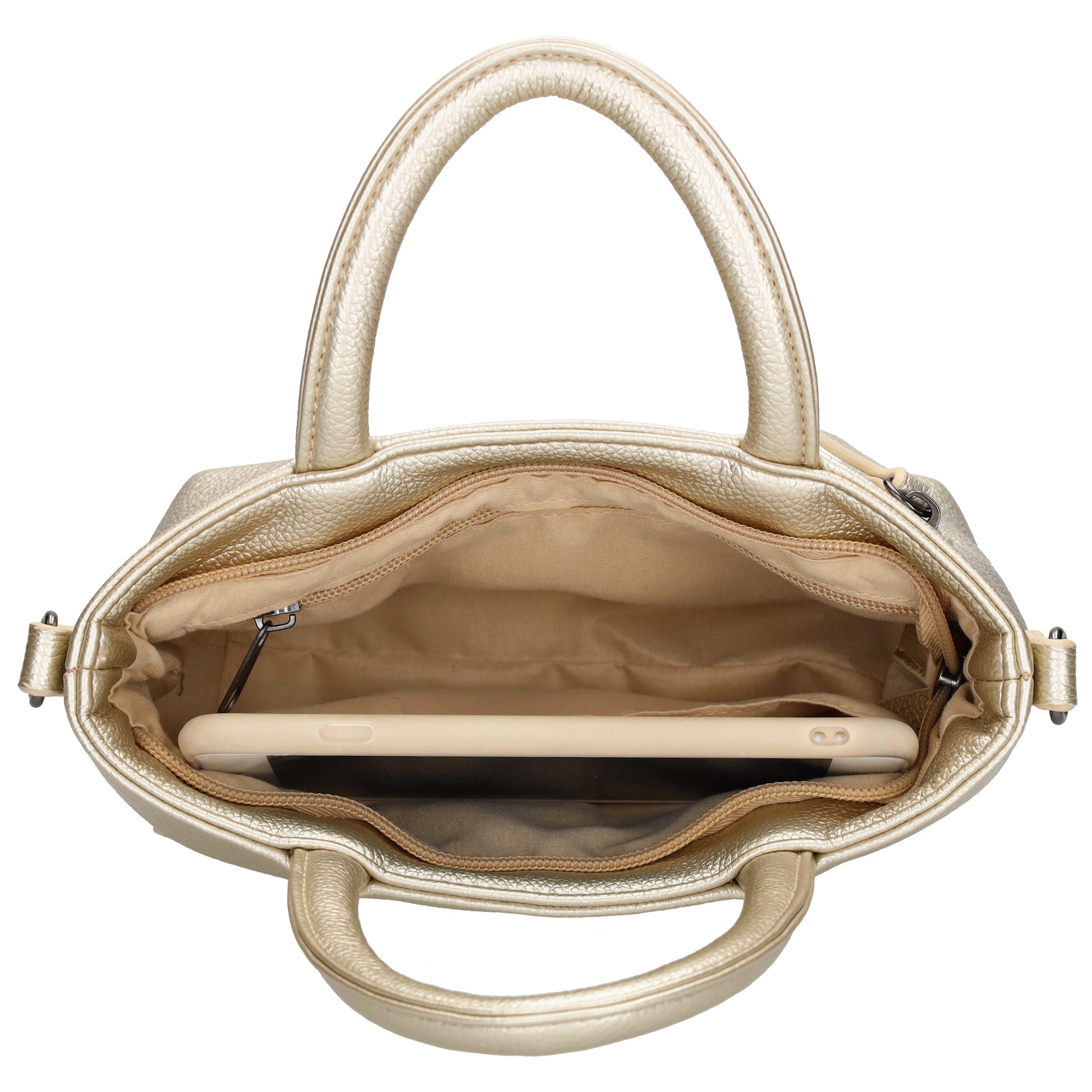 Handtasche 18x13cm in Hellgold aus Kunstleder - leder-accessoires.com