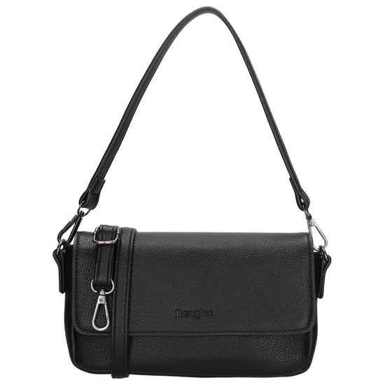 Schultertasche 25x12cm in Schwarz aus Kunstleder - leder-accessoires.com