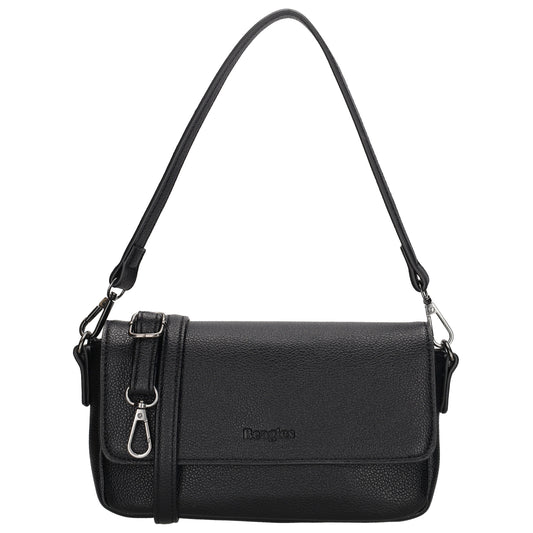 Schultertasche 25x12cm in Schwarz aus Kunstleder - leder-accessoires.com
