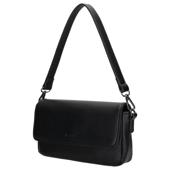 Schultertasche 25x12cm in Schwarz aus Kunstleder - leder-accessoires.com