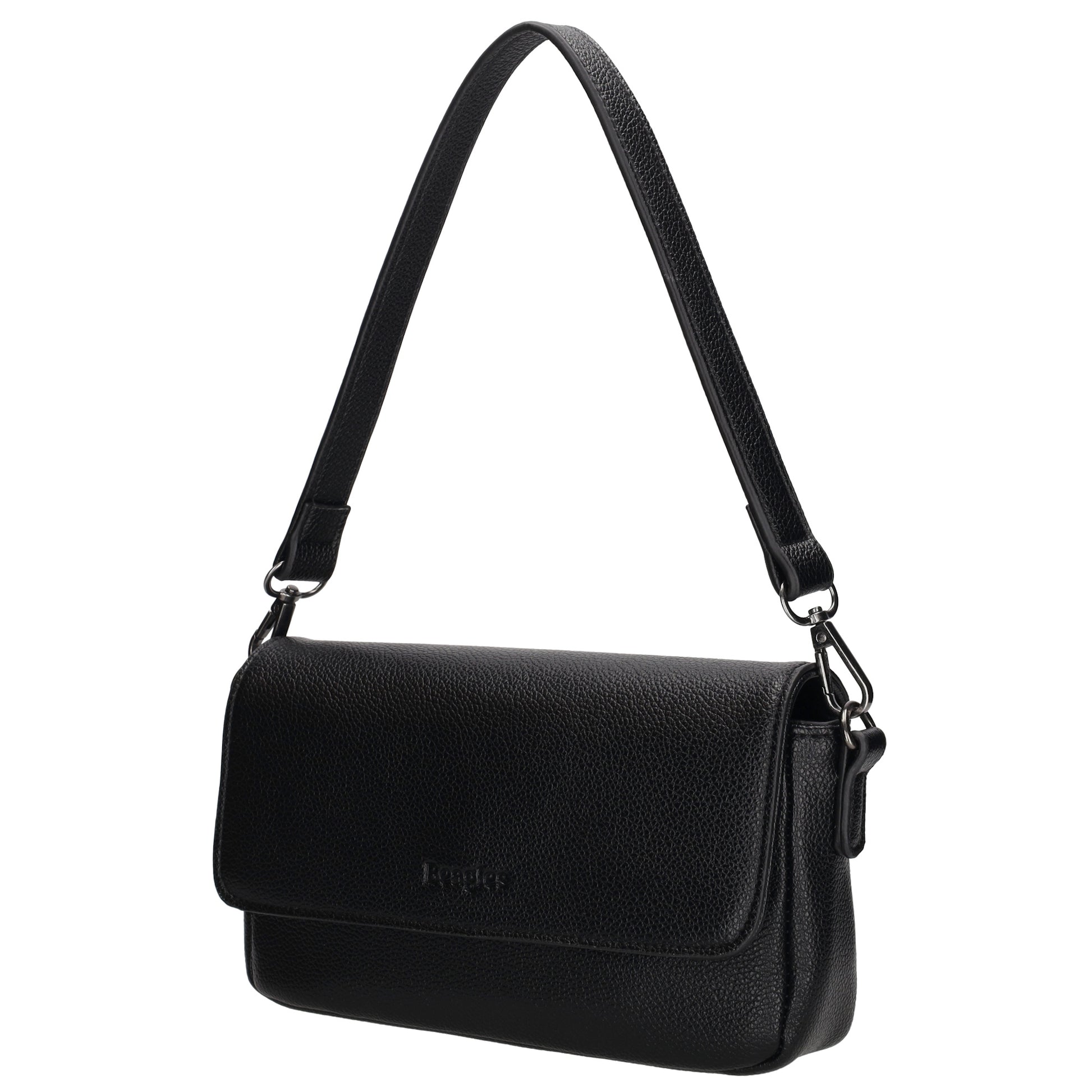 Schultertasche 25x12cm in Schwarz aus Kunstleder - leder-accessoires.com