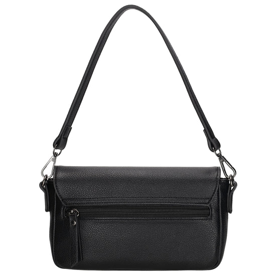 Schultertasche 25x12cm in Schwarz aus Kunstleder - leder-accessoires.com
