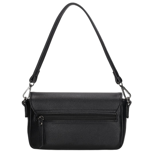 Schultertasche 25x12cm in Schwarz aus Kunstleder - leder-accessoires.com