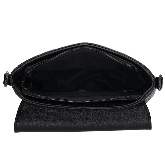 Schultertasche 25x12cm in Schwarz aus Kunstleder - leder-accessoires.com