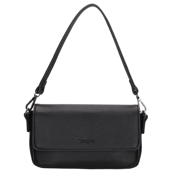 Schultertasche 25x12cm in Schwarz aus Kunstleder - leder-accessoires.com