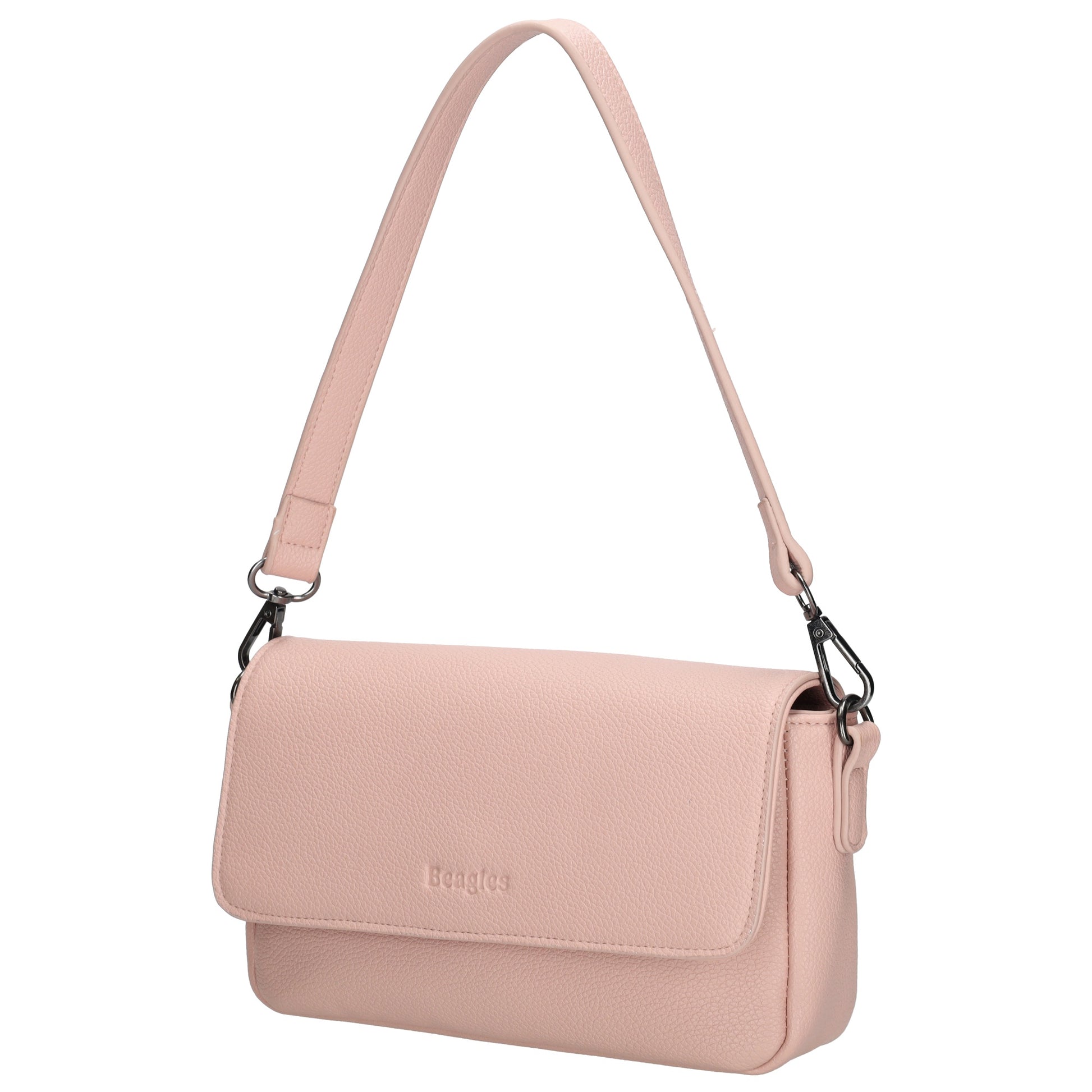 Schultertasche 25x12cm in Altrosa aus Kunstleder - leder-accessoires.com