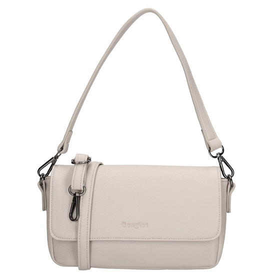 Schultertasche 25x12cm in Helltaupe aus Kunstleder - leder-accessoires.com