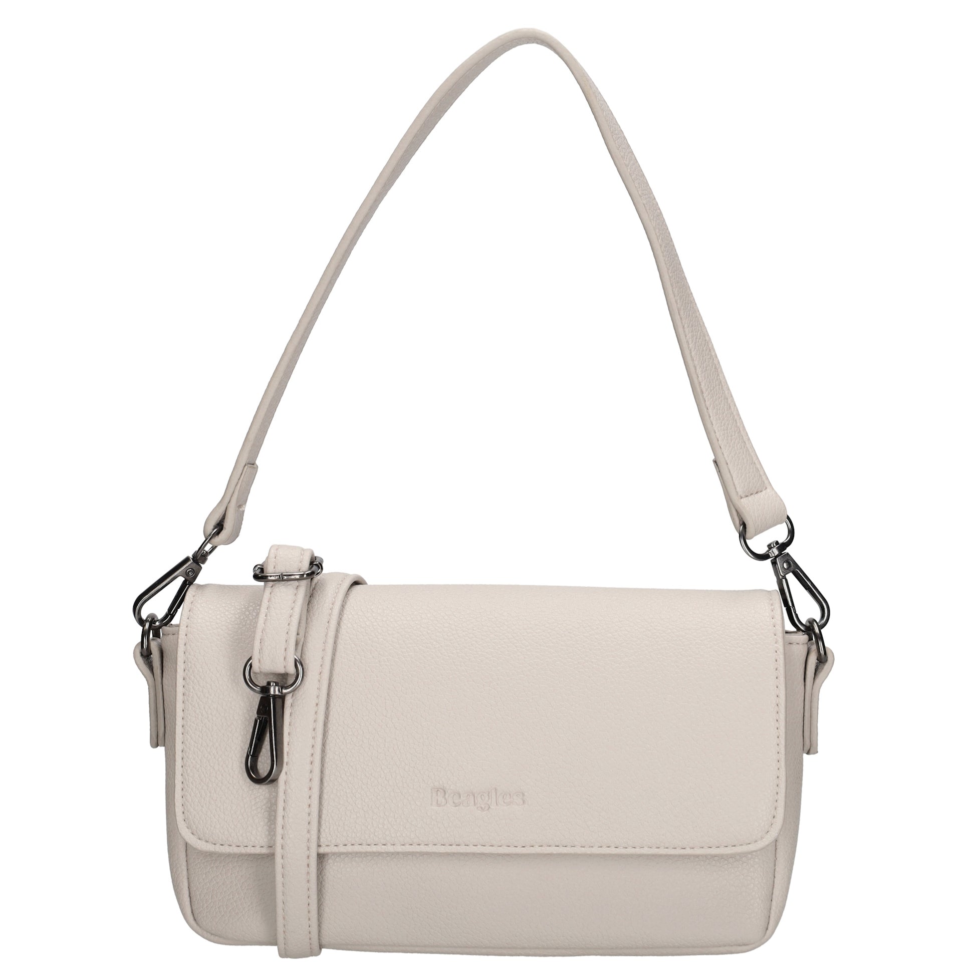 Schultertasche 25x12cm in Helltaupe aus Kunstleder - leder-accessoires.com