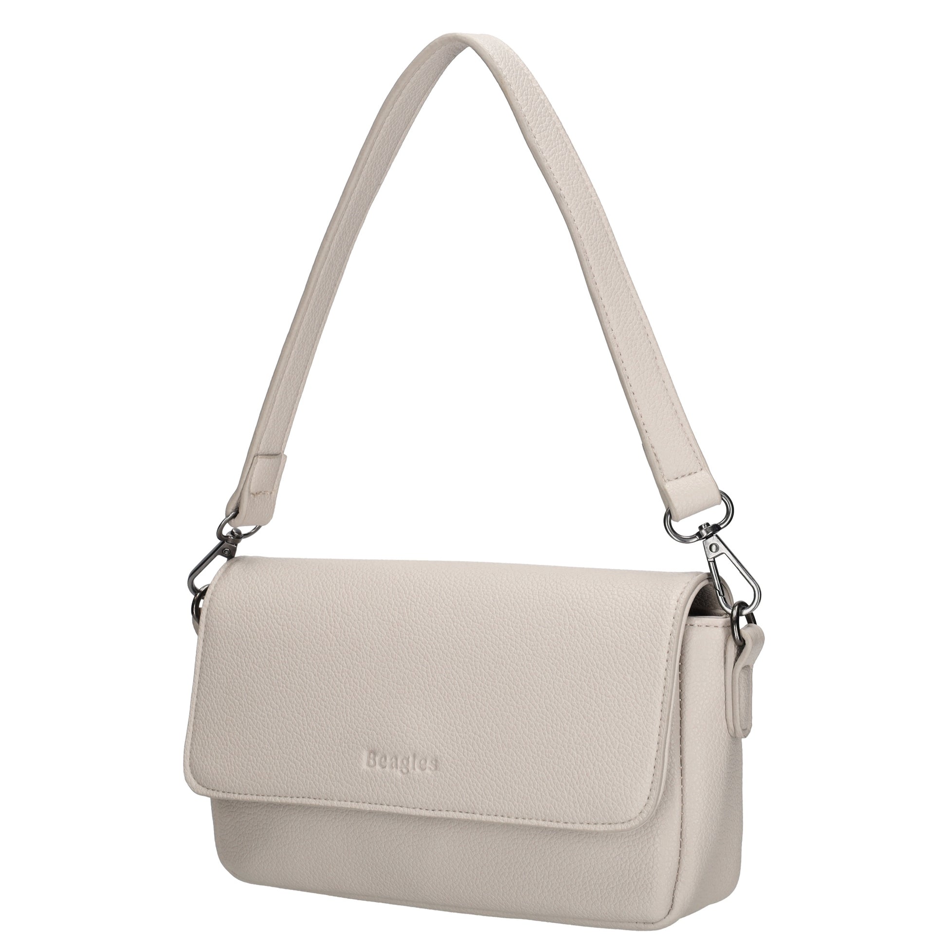 Schultertasche 25x12cm in Helltaupe aus Kunstleder - leder-accessoires.com