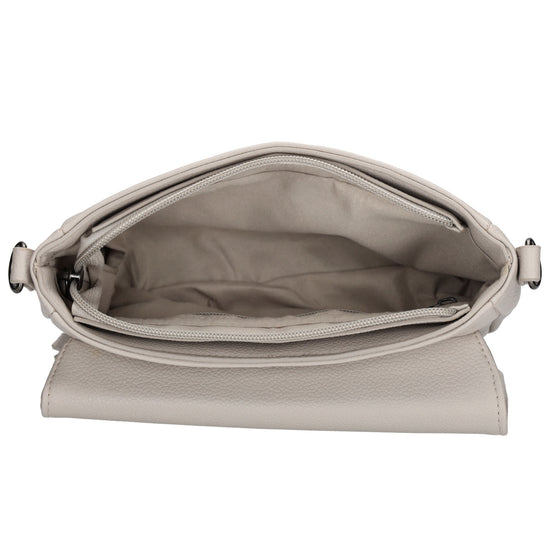 Schultertasche 25x12cm in Helltaupe aus Kunstleder - leder-accessoires.com