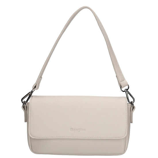 Schultertasche 25x12cm in Helltaupe aus Kunstleder - leder-accessoires.com