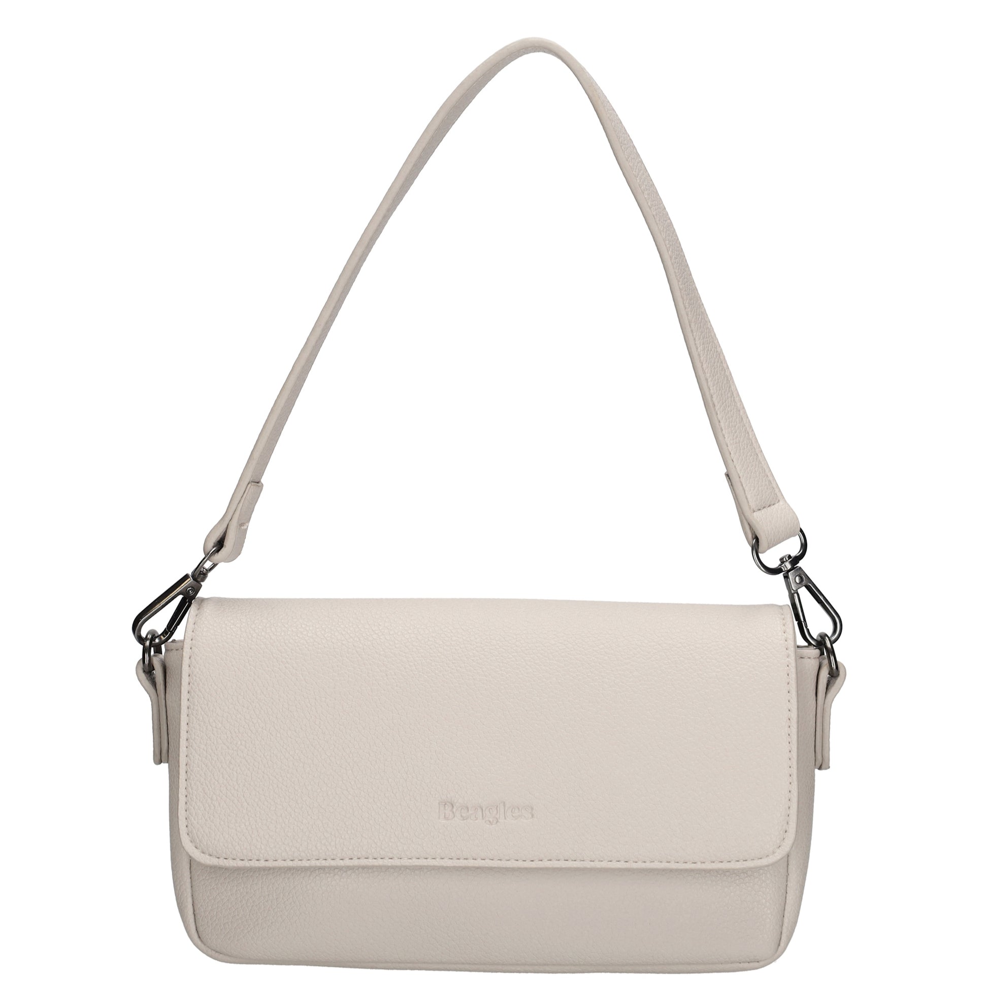 Schultertasche 25x12cm in Helltaupe aus Kunstleder - leder-accessoires.com
