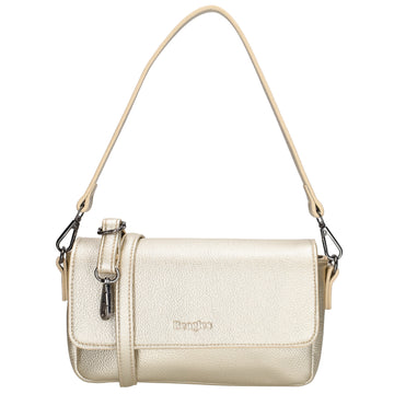 Schultertasche 25x12cm in Hellgold aus Kunstleder - leder-accessoires.com