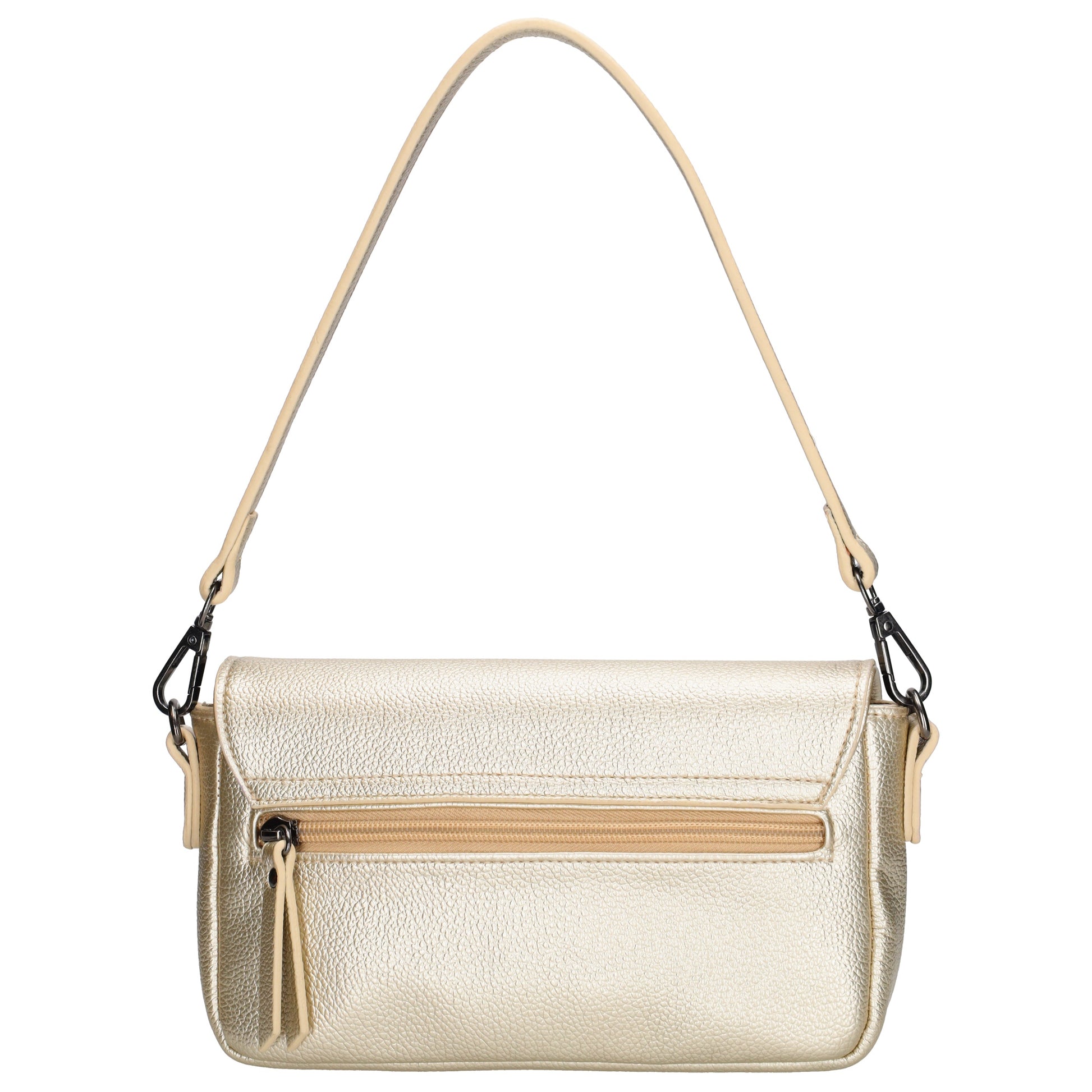 Schultertasche 25x12cm in Hellgold aus Kunstleder - leder-accessoires.com