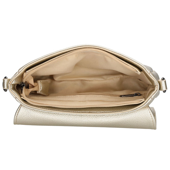Schultertasche 25x12cm in Hellgold aus Kunstleder - leder-accessoires.com